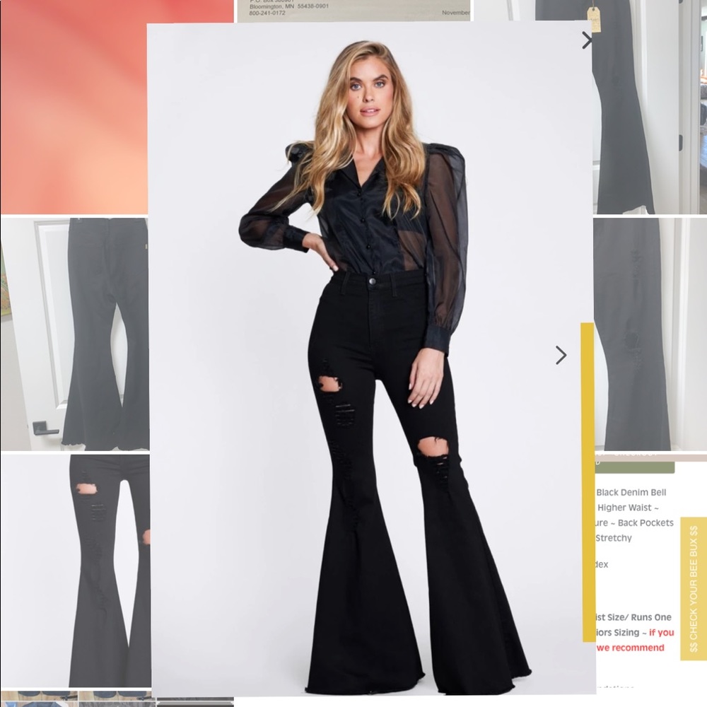 Black Bell Bottom Jeans w/high waist